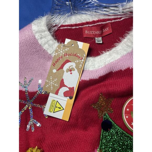 Blizzard Bay Women’s Size Large Ugly Christmas Sweater With Lights NWT - Picture 5 of 6
